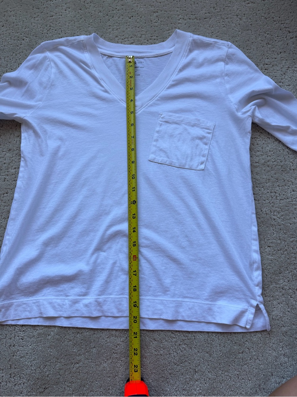 Lou & Grey Supima Cotton White V-neck Long Sleeve Top - Picture 6 of 6